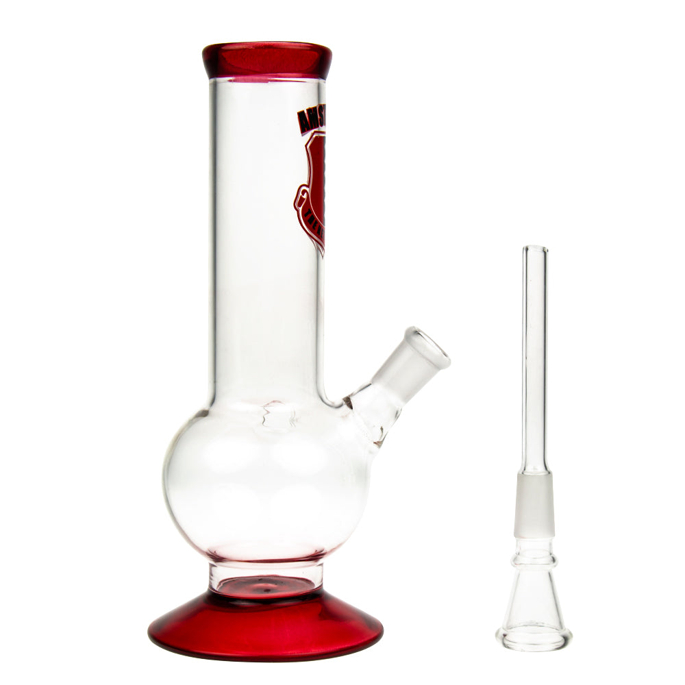Amsterdam Bubble Base Glass Bong | Red - Downstem with Attached Bowl
