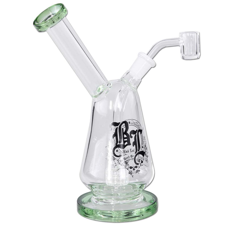 Black Leaf Glass Drum Percolator Dab Rig