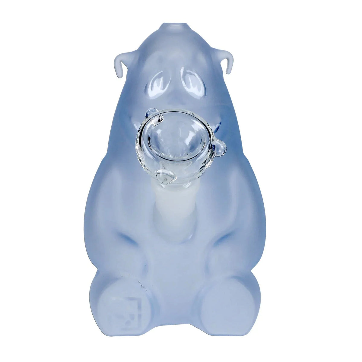 Front view of the DHC Originals Yeti Bong 🐻, a pale blue glass piece with a simple, rounded shape.