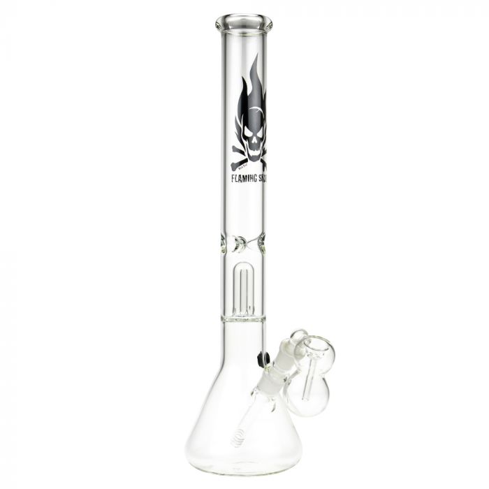 Black Leaf Clear Flaming Skull Percolator Bong main product photo