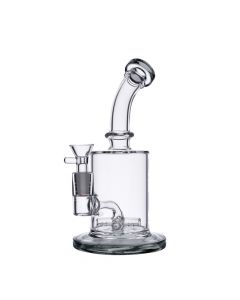 Glass Bubbler with Slitted Cross Perc | Transparent Black | side view 1