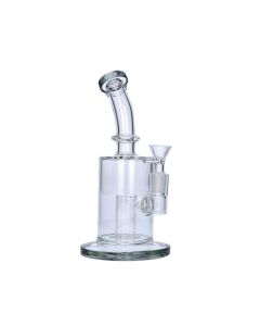 Glass Bubbler with Slitted Perc | 9 Inch | Transparent Black | side view 1